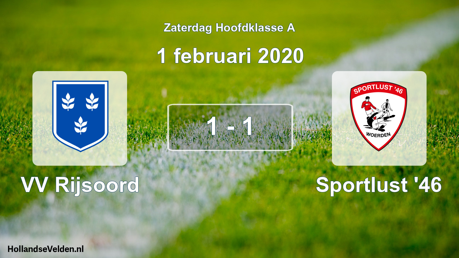 Gespeelde wedstrijd: VV Rijsoord - Sportlust '46 1 - 1 (1 februari 2020)