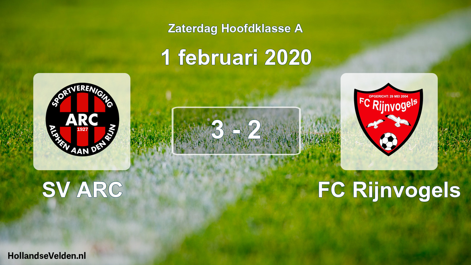 Gespeelde wedstrijd: SV ARC - FC Rijnvogels 3 - 2 (1 februari 2020)
