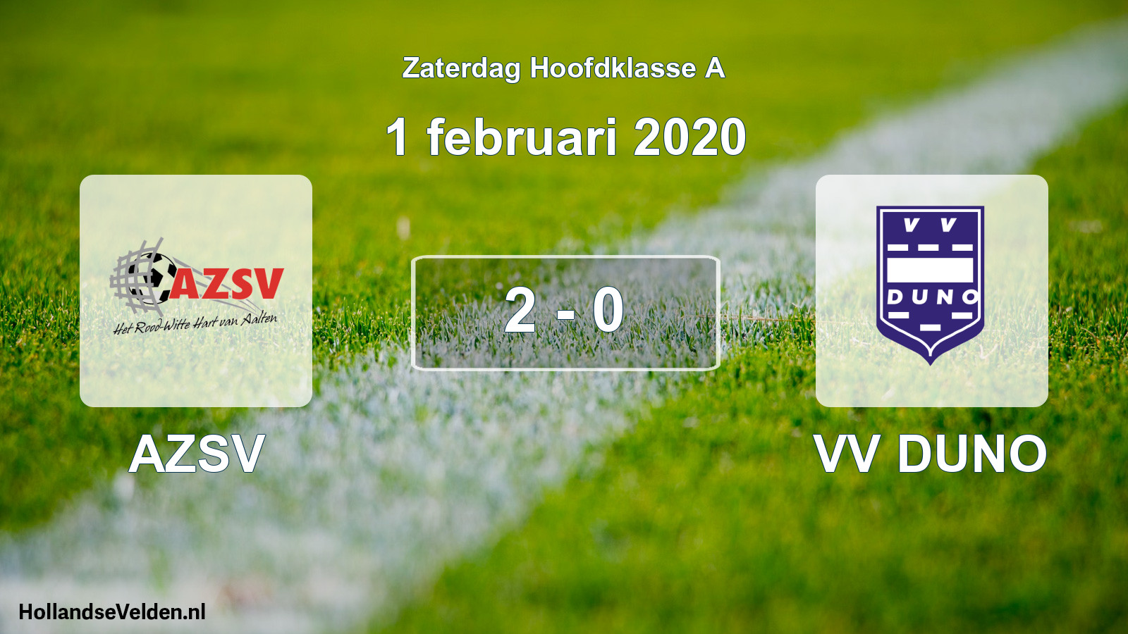 Gespeelde wedstrijd: AZSV - VV DUNO 2 - 0 (1 februari 2020)