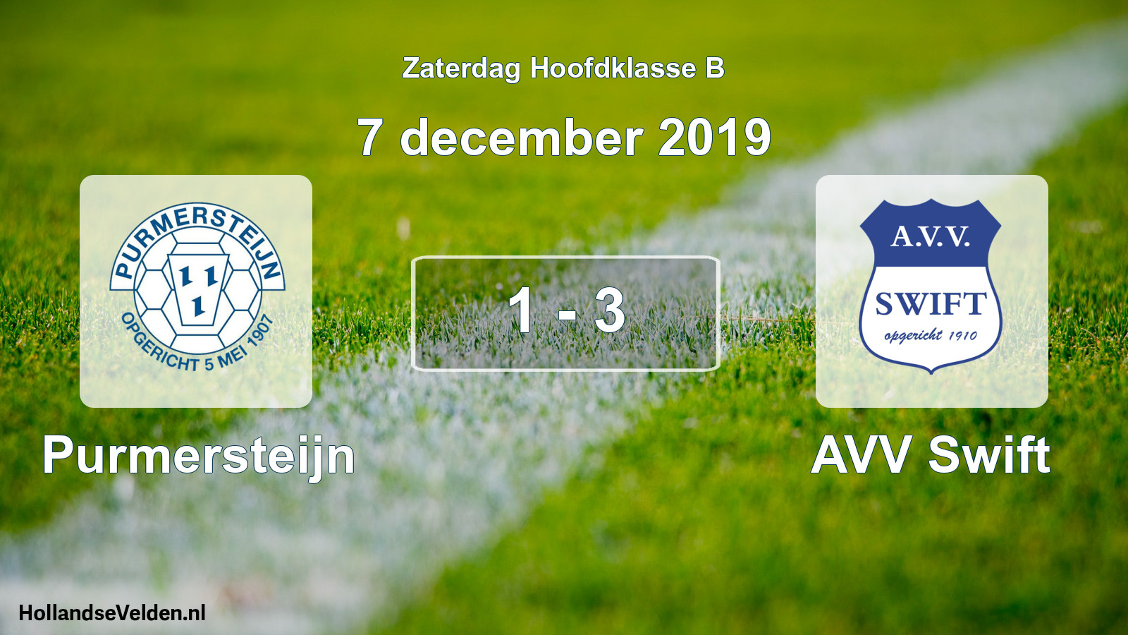 Gespeelde wedstrijd: Purmersteijn - AVV Swift 1 - 3 (7 december 2019)