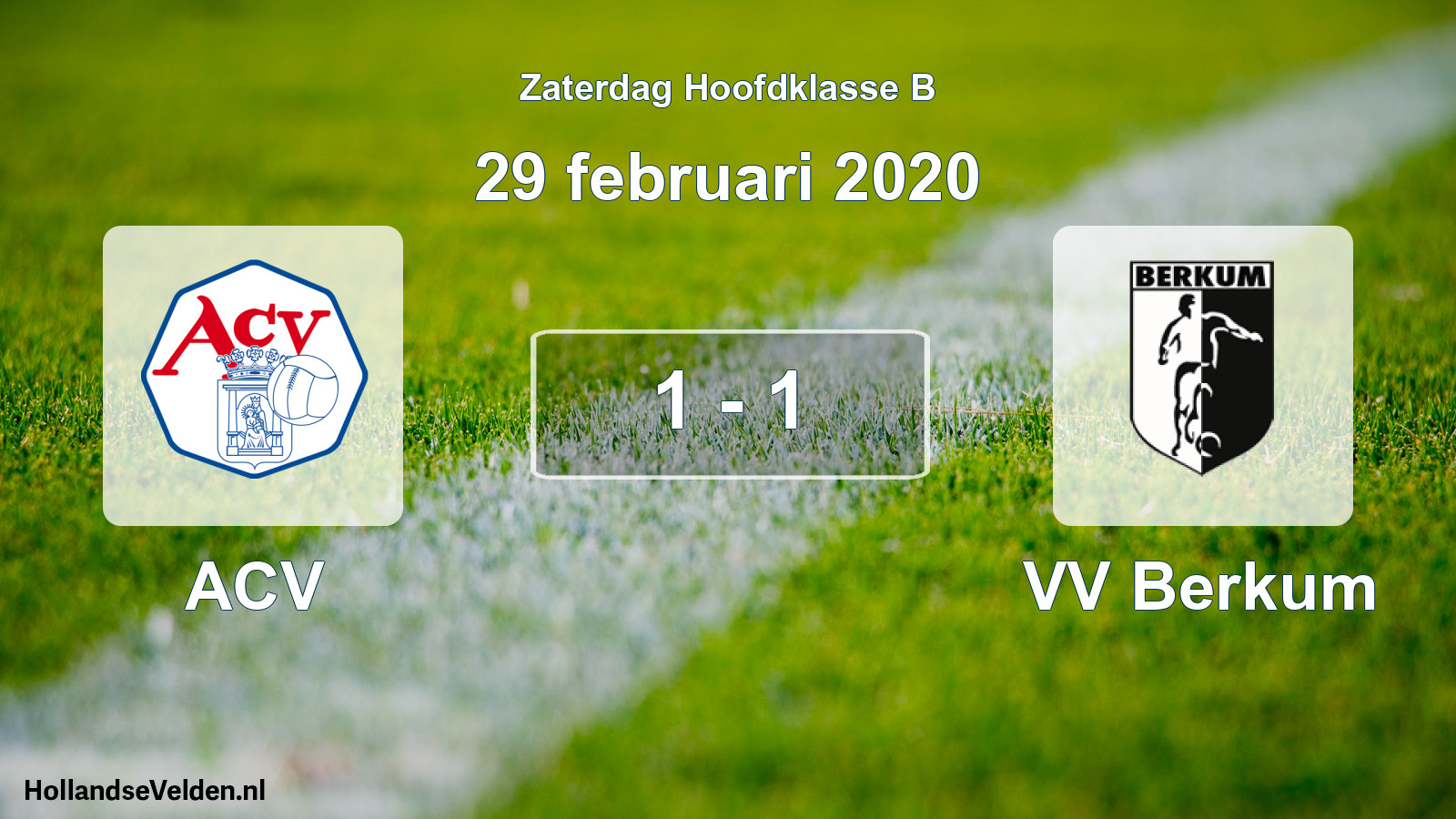 Gespeelde wedstrijd: ACV - VV Berkum 1 - 1 (29 februari 2020)