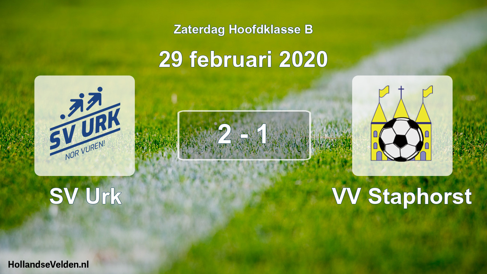 Gespeelde wedstrijd: SV Urk - VV Staphorst 2 - 1 (29 februari 2020)
