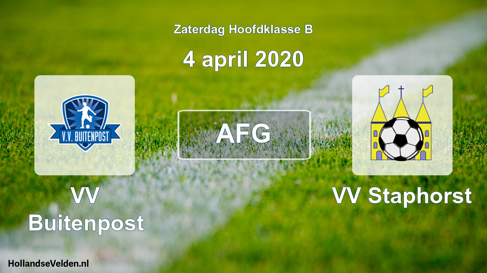 Geplande wedstrijd: VV Buitenpost - VV Staphorst (4 april 2020)