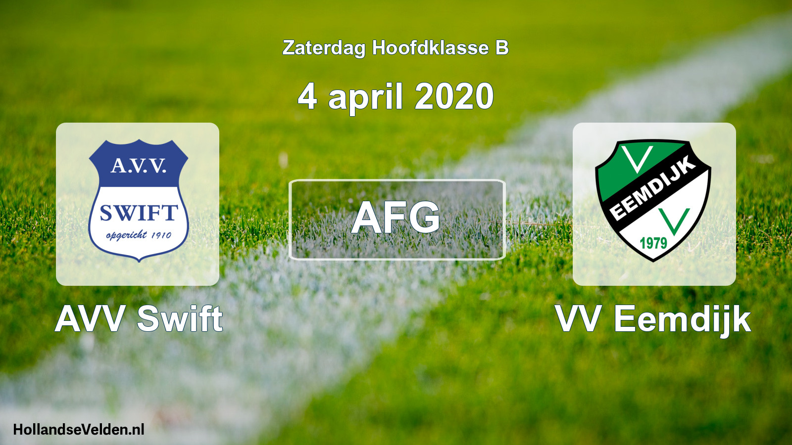 Geplande wedstrijd: AVV Swift - VV Eemdijk (4 april 2020)