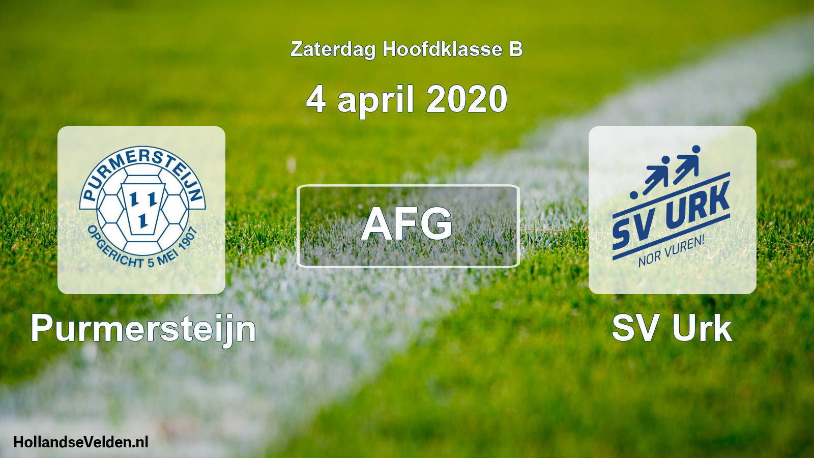 Geplande wedstrijd: Purmersteijn - SV Urk (4 april 2020)