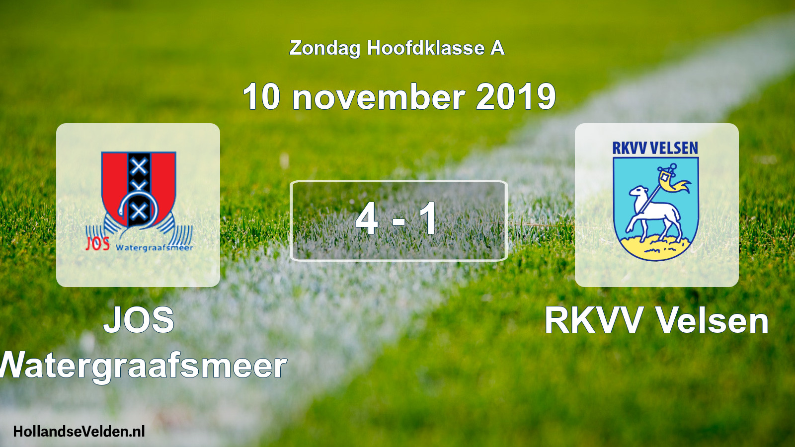 Gespeelde wedstrijd: JOS Watergraafsmeer - RKVV Velsen 4 - 1 (10 november 2019)