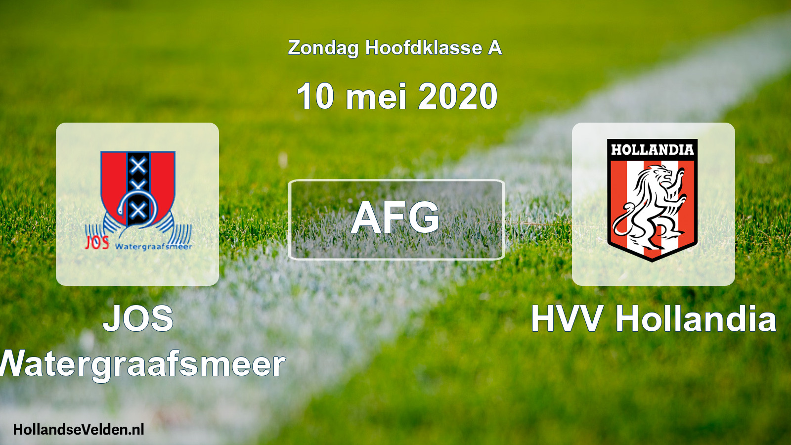 Geplande wedstrijd: JOS Watergraafsmeer - HVV Hollandia (10 mei 2020)