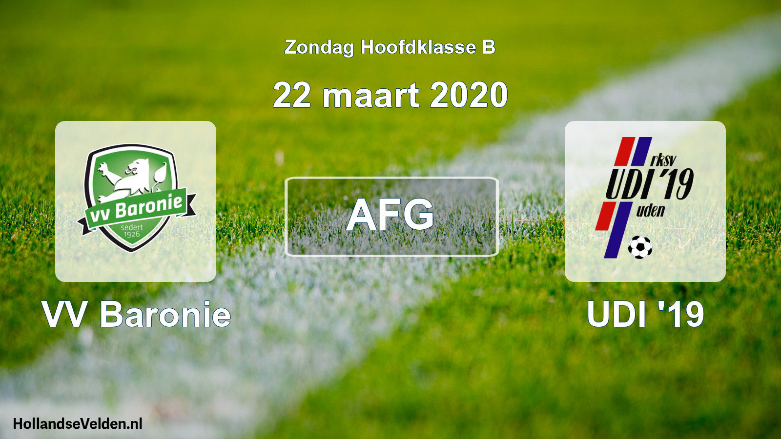 Geplande wedstrijd: VV Baronie - UDI '19 (22 maart 2020)