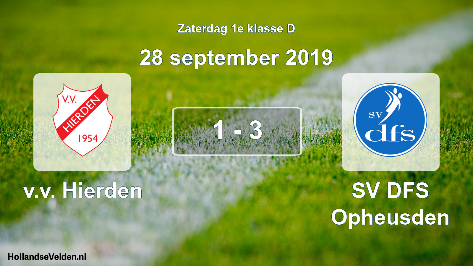 Gespeelde wedstrijd: v.v. Hierden - SV DFS Opheusden 1 - 3 (28 september 2019)