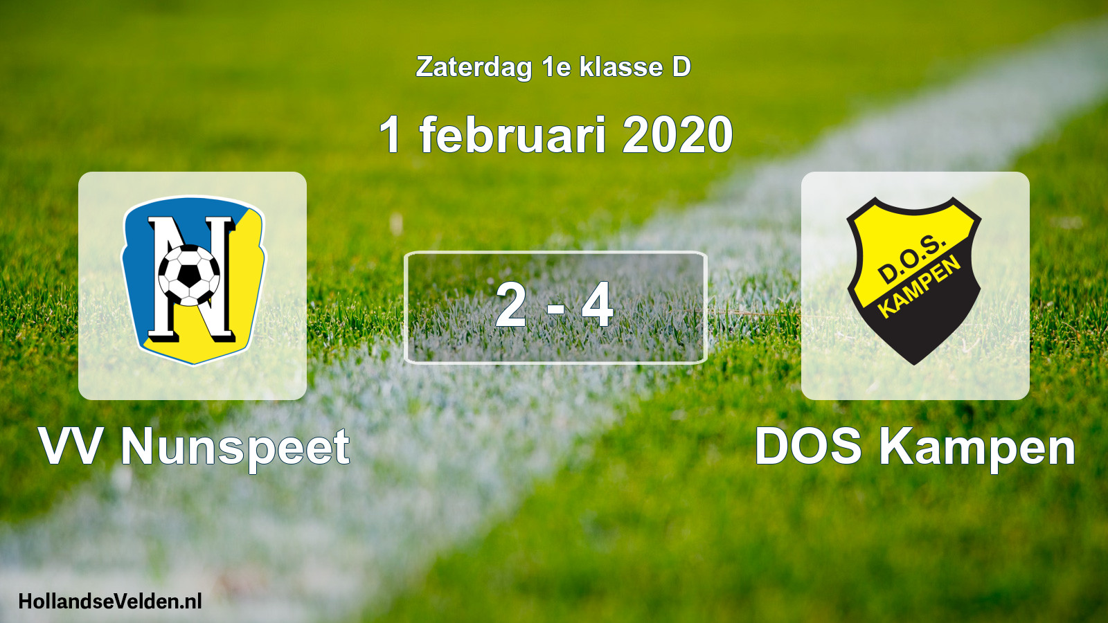 Gespeelde wedstrijd: VV Nunspeet - DOS Kampen 2 - 4 (1 februari 2020)