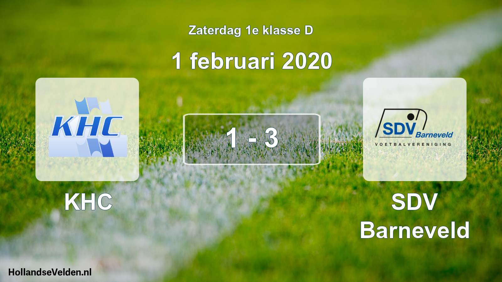 Gespeelde wedstrijd: KHC - SDV Barneveld 1 - 3 (1 februari 2020)