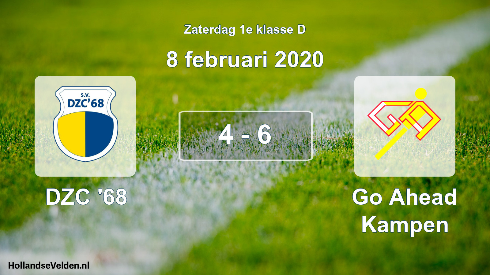 Gespeelde wedstrijd: DZC '68 - Go Ahead Kampen 4 - 6 (8 februari 2020)
