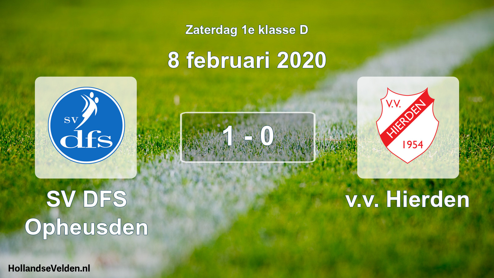 Gespeelde wedstrijd: SV DFS Opheusden - v.v. Hierden 1 - 0 (8 februari 2020)