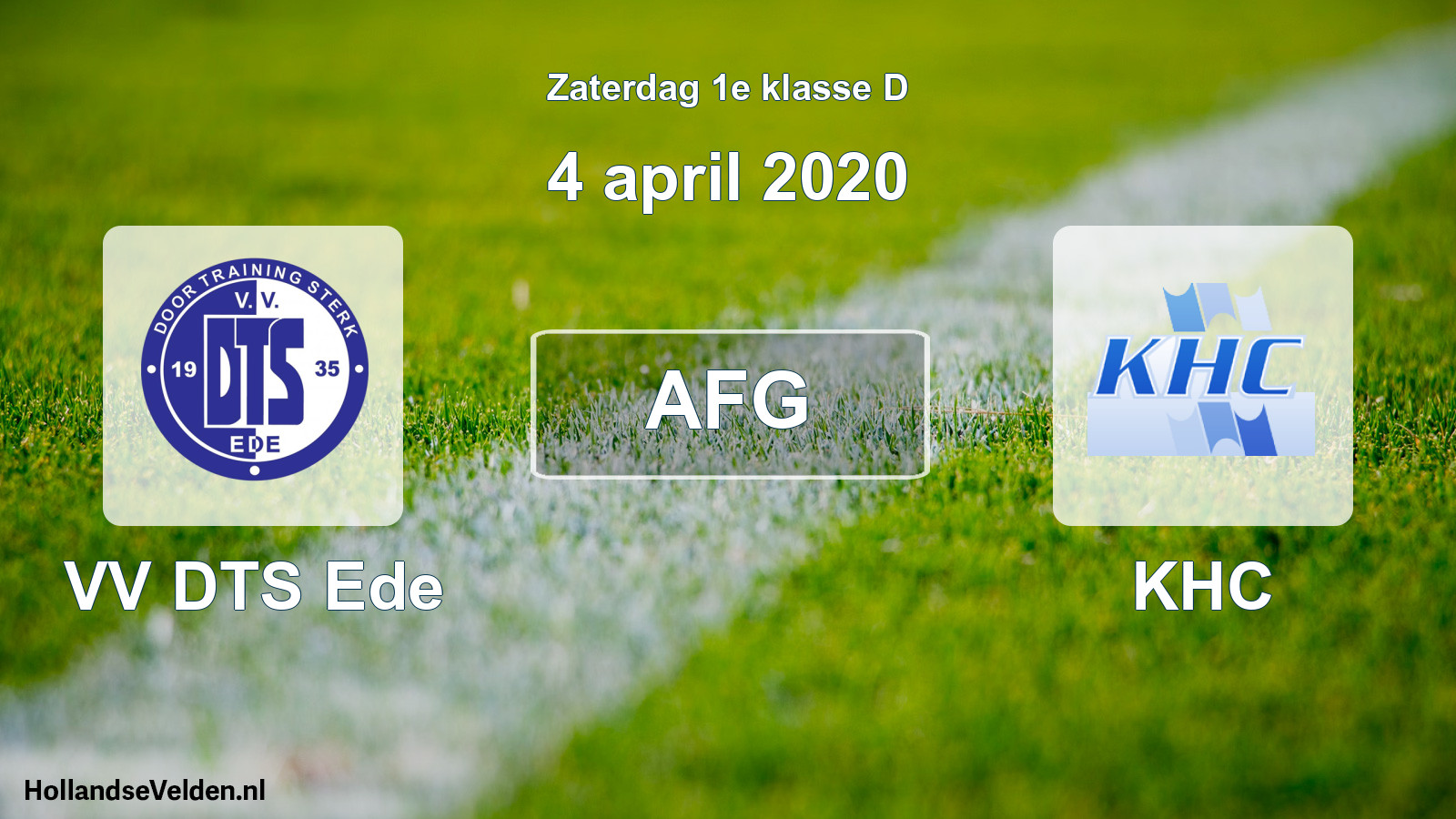 Geplande wedstrijd: VV DTS Ede - KHC (4 april 2020)