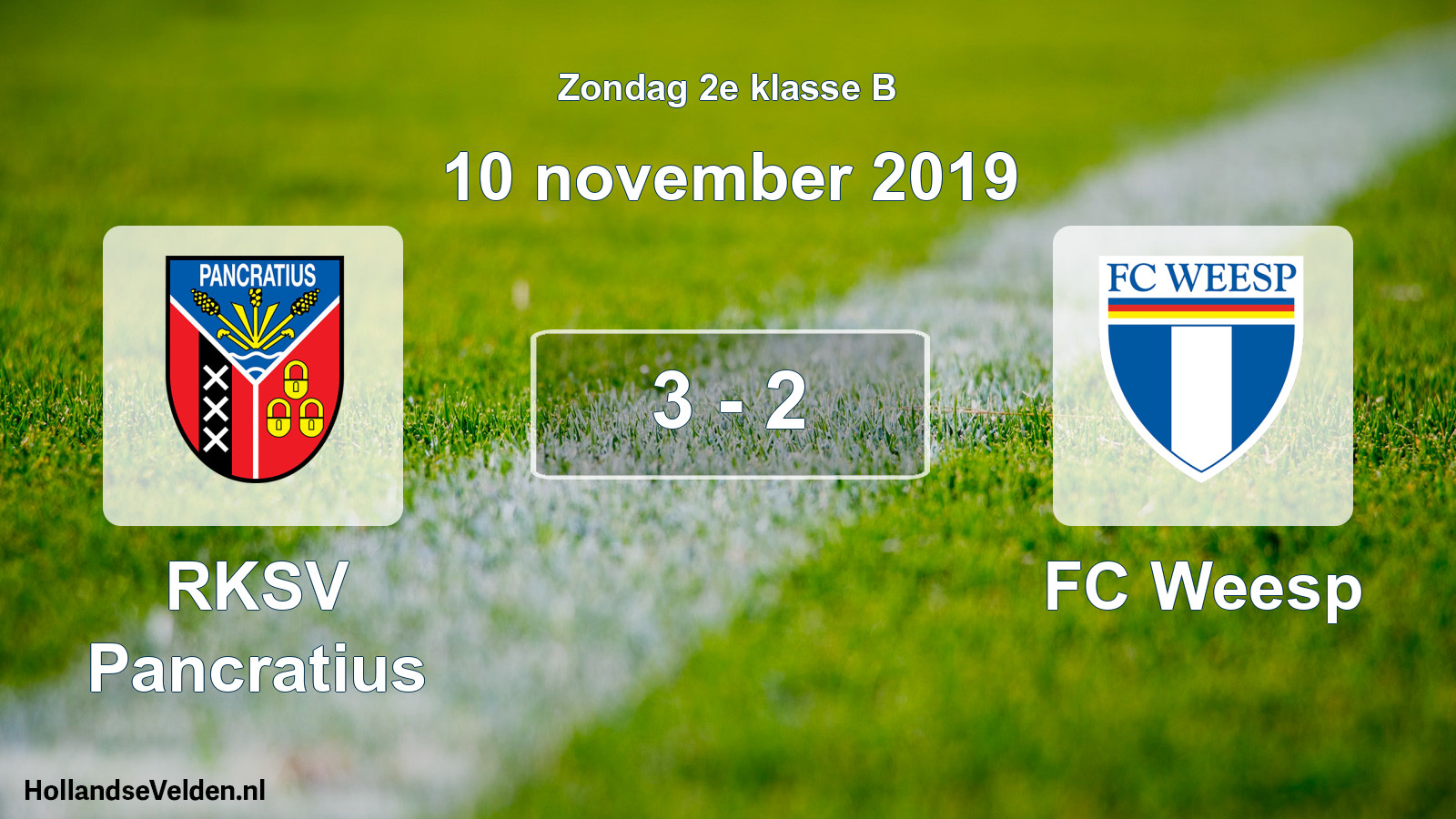 Gespeelde wedstrijd: RKSV Pancratius - FC Weesp 3 - 2 (10 november 2019)
