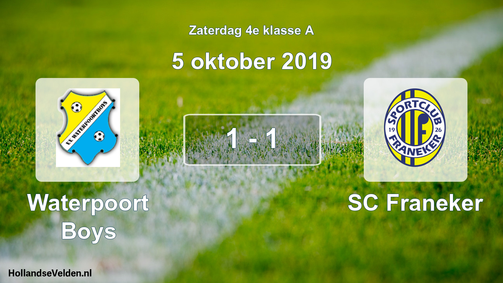 Gespeelde wedstrijd: Waterpoort Boys - SC Franeker 1 - 1 (5 oktober 2019)