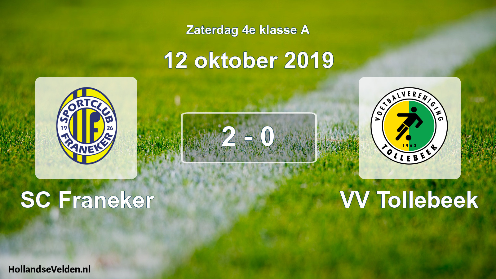 Gespeelde wedstrijd: SC Franeker - VV Tollebeek 2 - 0 (12 oktober 2019)