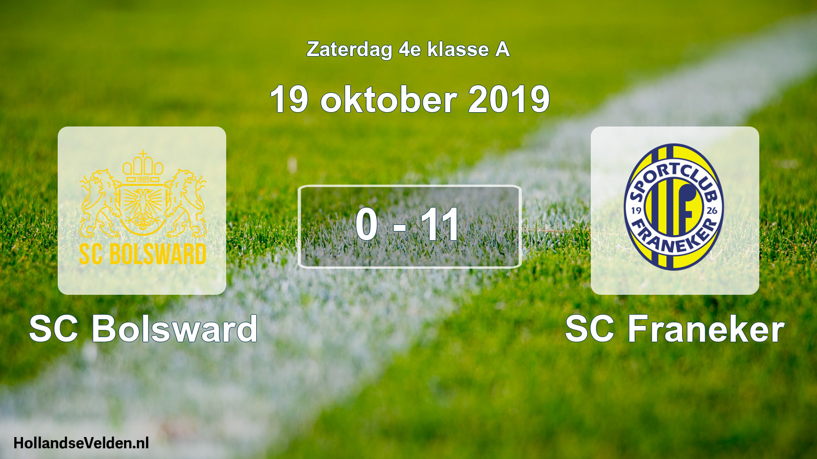 Gespeelde wedstrijd: SC Bolsward - SC Franeker 0 - 11 (19 oktober 2019)