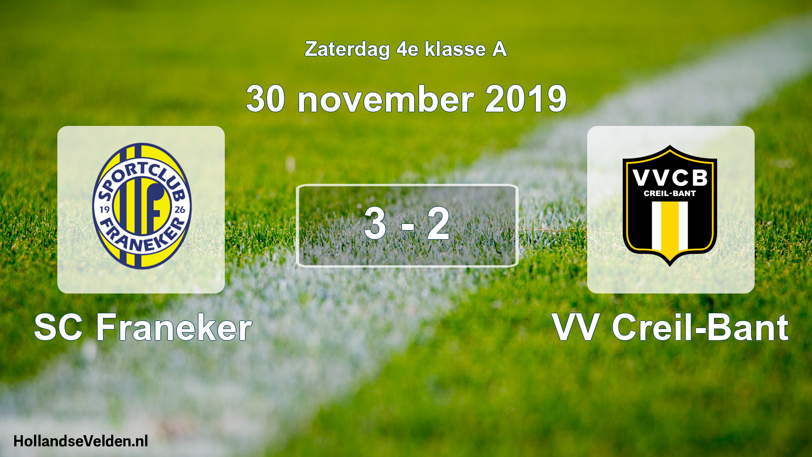 Gespeelde wedstrijd: SC Franeker - VV Creil-Bant 3 - 2 (30 november 2019)