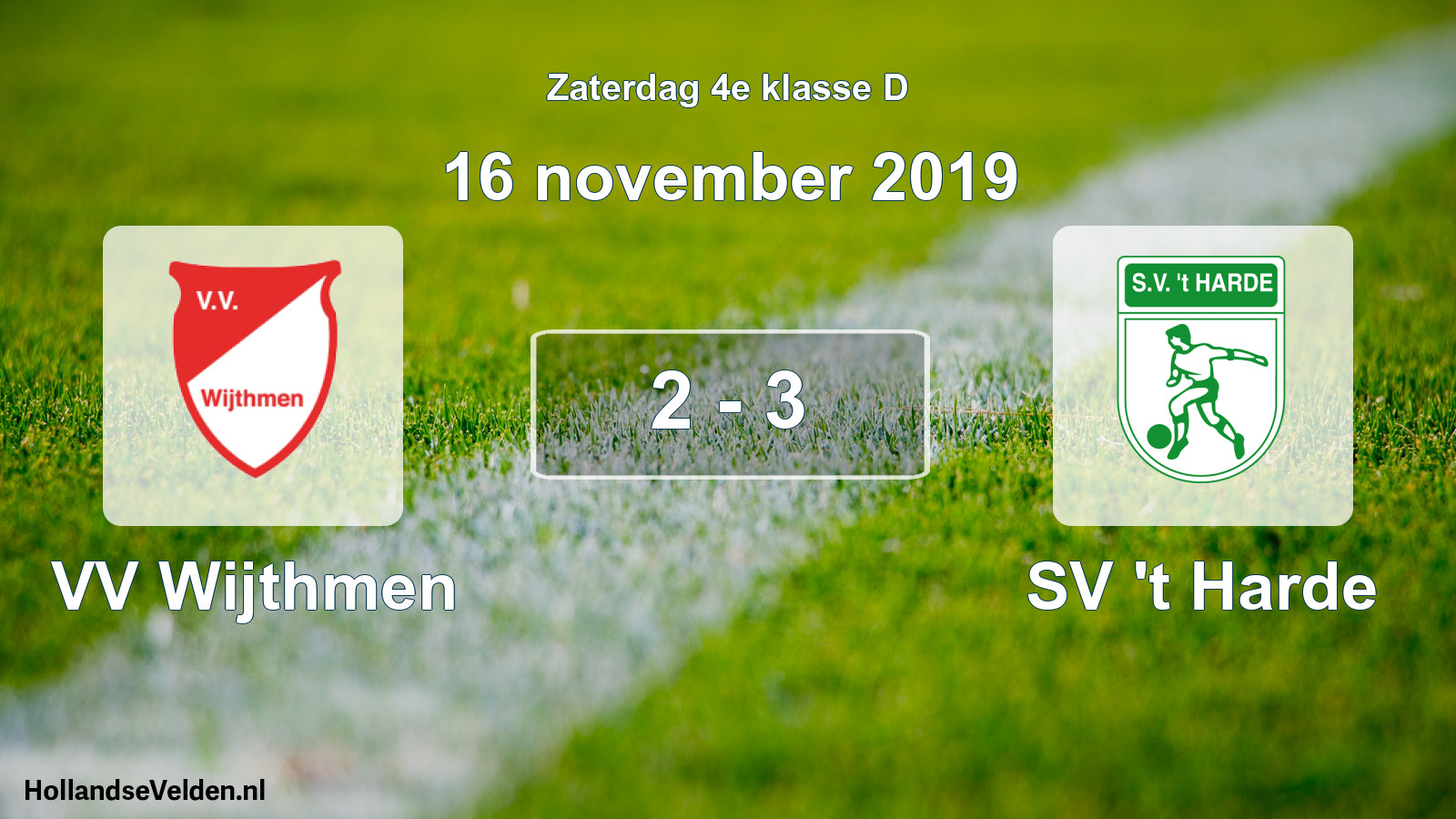 Gespeelde wedstrijd: VV Wijthmen - SV 't Harde 2 - 3 (16 november 2019)