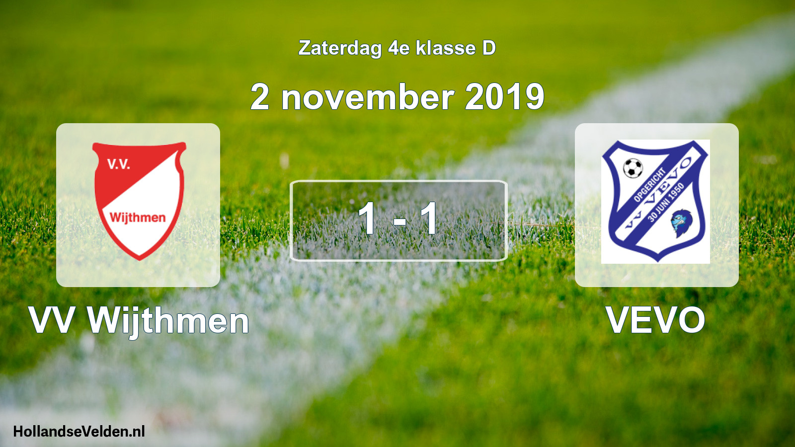 Gespeelde wedstrijd: VV Wijthmen - VEVO 1 - 1 (2 november 2019)