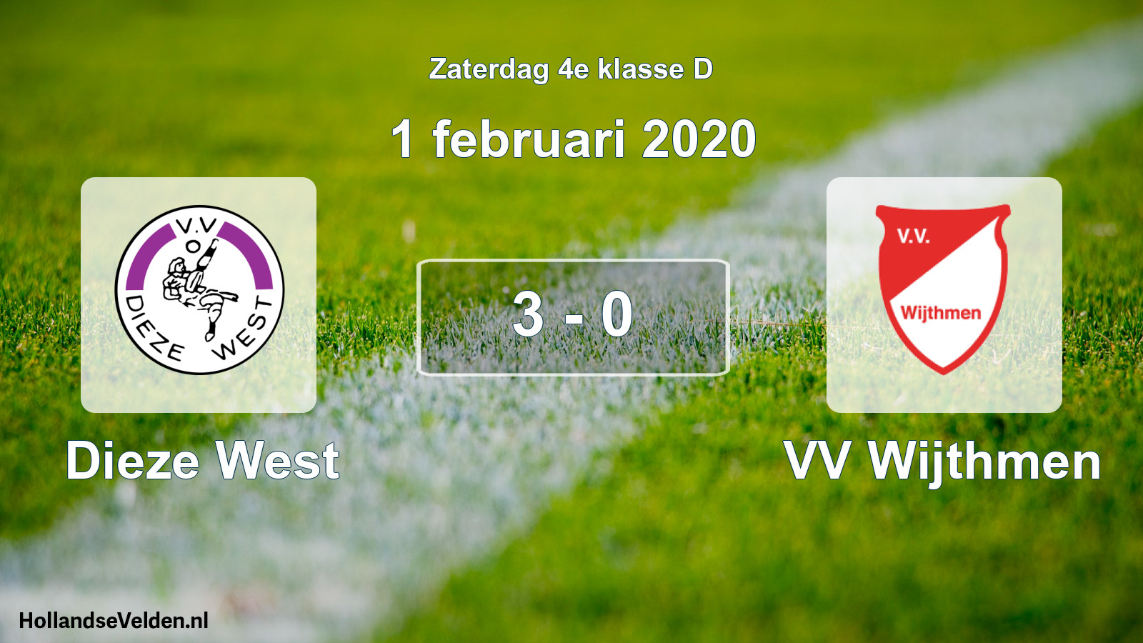 Gespeelde wedstrijd: Dieze West - VV Wijthmen 3 - 0 (1 februari 2020)