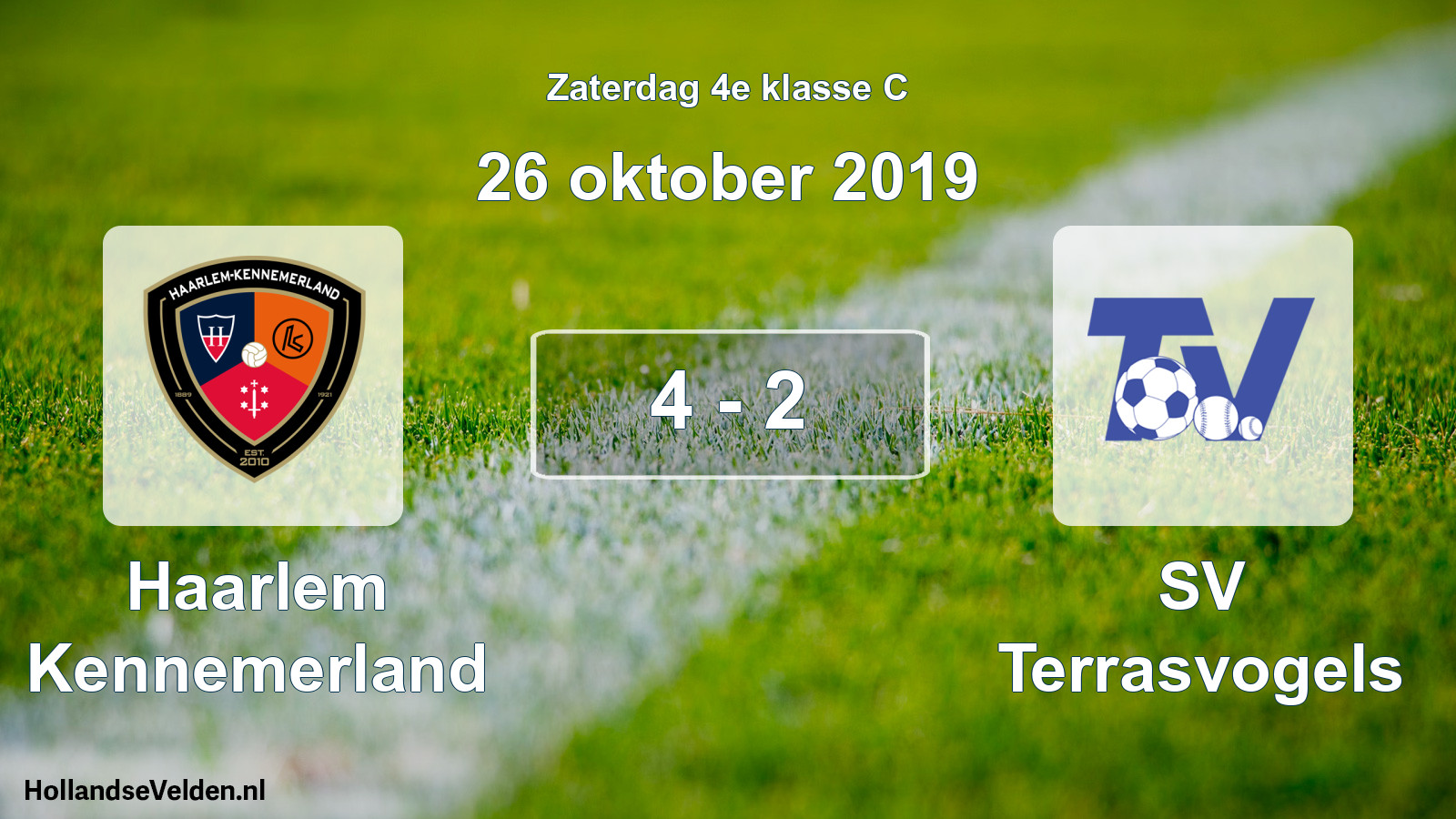Gespeelde wedstrijd: Haarlem Kennemerland - SV Terrasvogels 4 - 2 (26 oktober 2019)