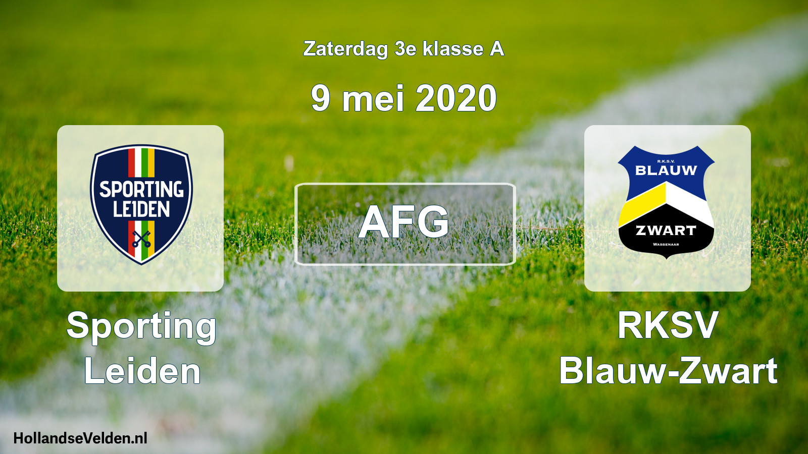 Geplande wedstrijd: Sporting Leiden - RKSV Blauw-Zwart (9 mei 2020)