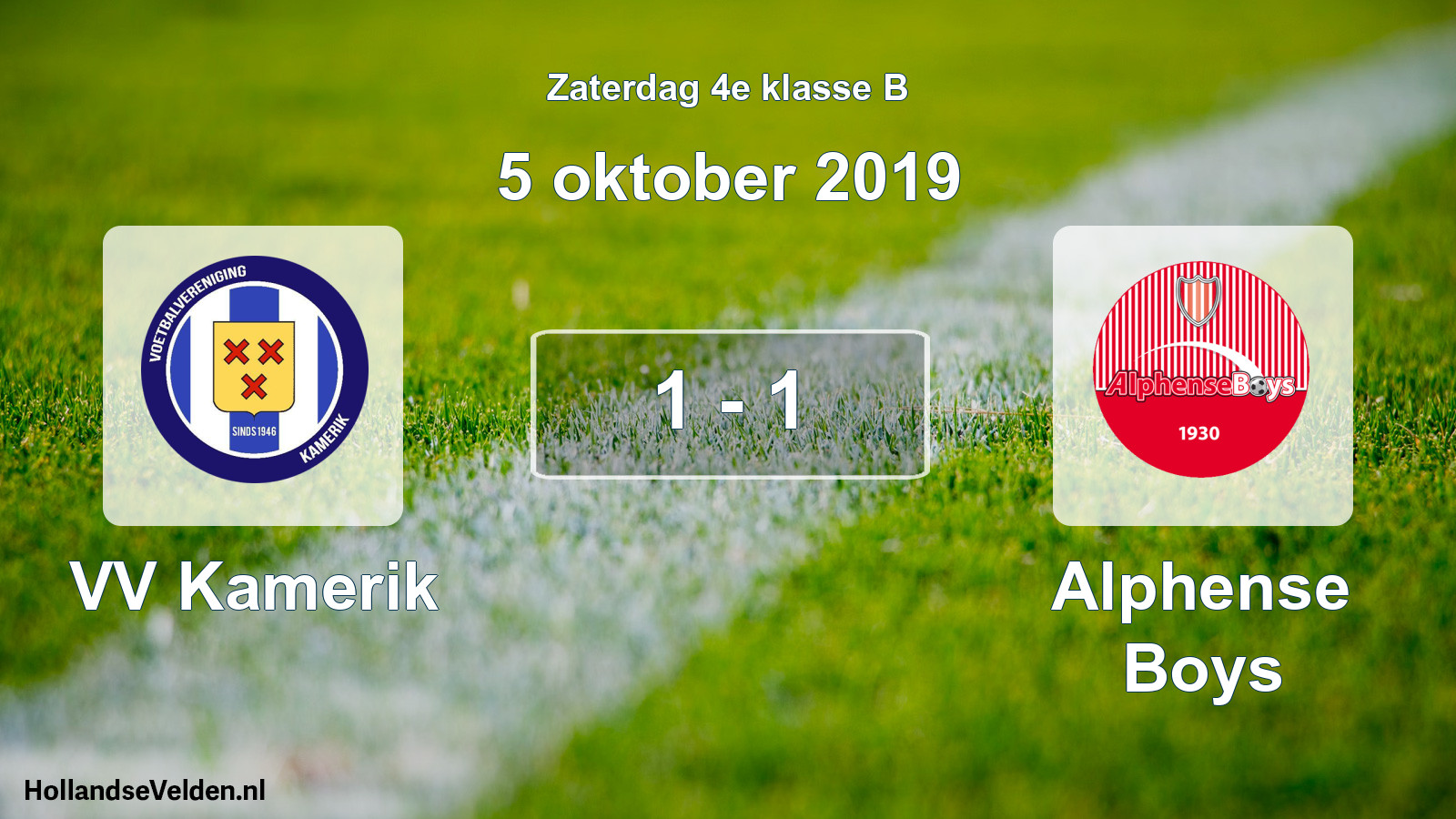Gespeelde wedstrijd: VV Kamerik - Alphense Boys 1 - 1 (5 oktober 2019)