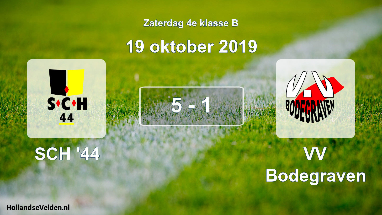 Gespeelde wedstrijd: SCH '44 - VV Bodegraven 5 - 1 (19 oktober 2019)