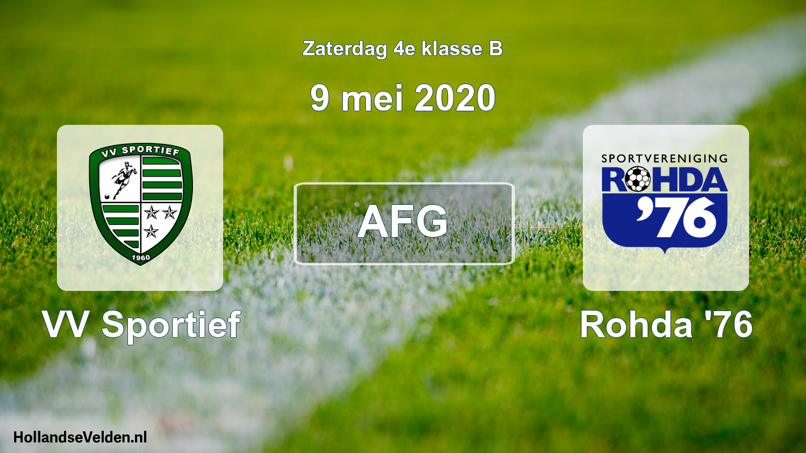 Geplande wedstrijd: VV Sportief - Rohda '76 (9 mei 2020)