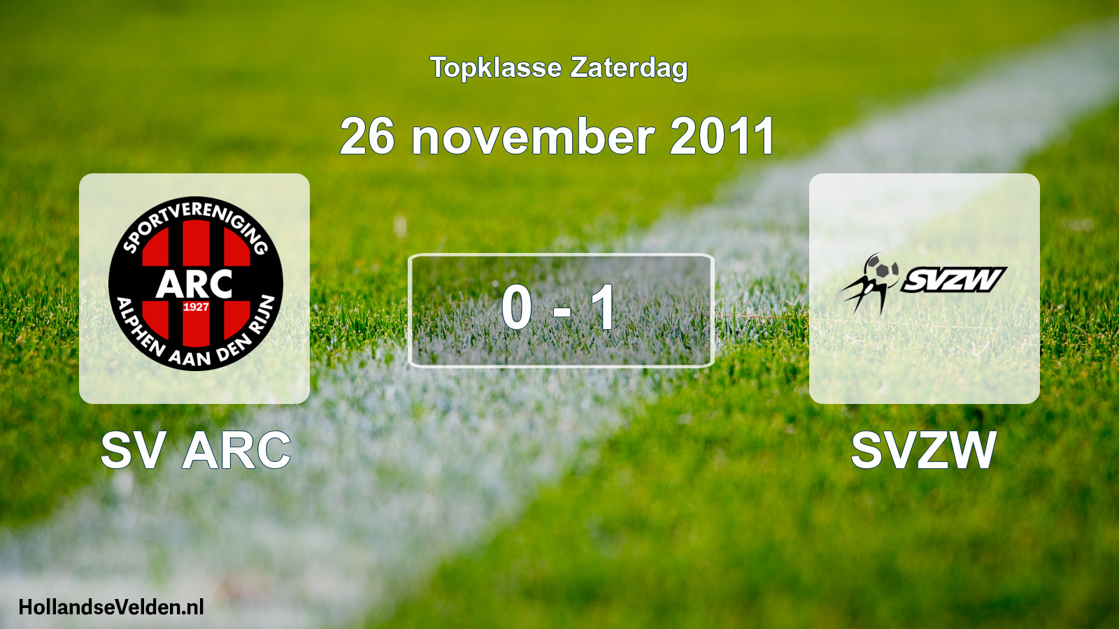 Gespeelde wedstrijd: SV ARC - SVZW 0 - 1 (26 november 2011)