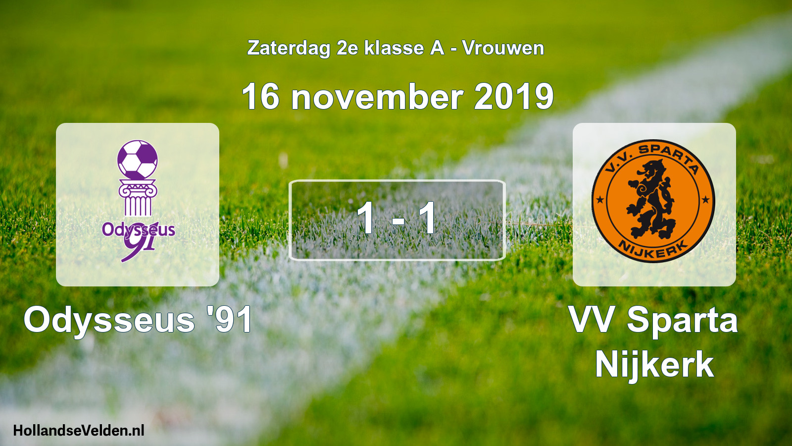 Gespeelde wedstrijd: Odysseus '91 - VV Sparta Nijkerk 1 - 1 (16 november 2019)