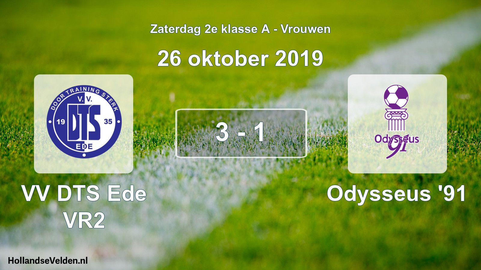 Gespeelde wedstrijd: VV DTS Ede VR2 - Odysseus '91 3 - 1 (26 oktober 2019)