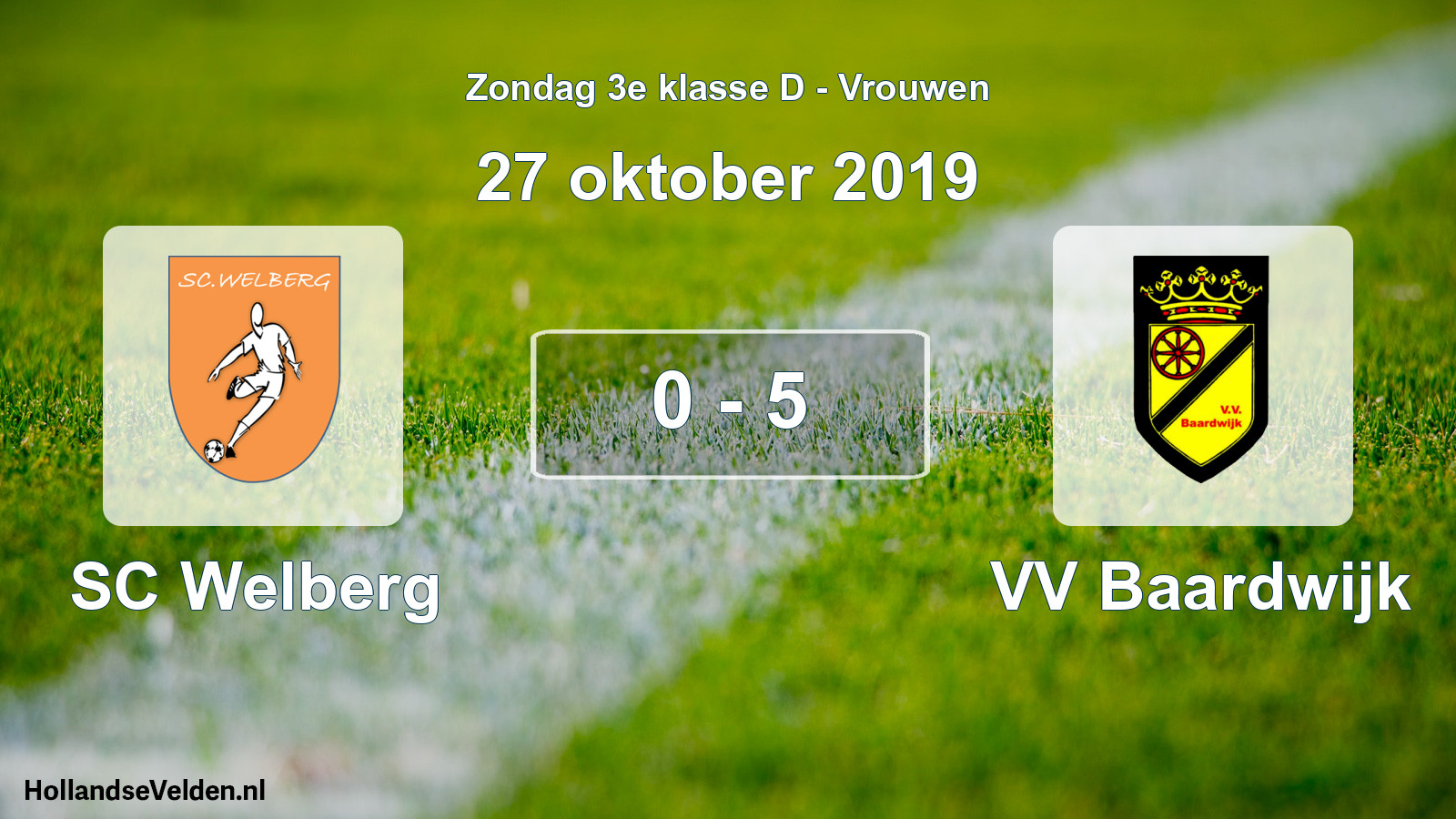 Gespeelde wedstrijd: SC Welberg - VV Baardwijk 0 - 5 (27 oktober 2019)