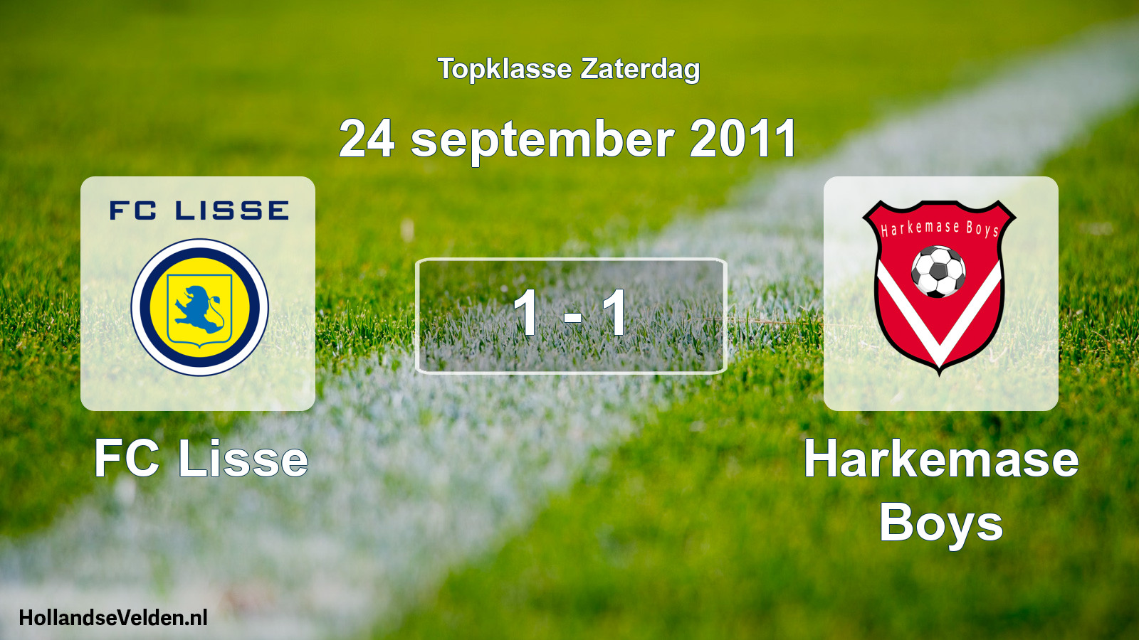 Gespeelde wedstrijd: FC Lisse - Harkemase Boys 1 - 1 (24 september 2011)