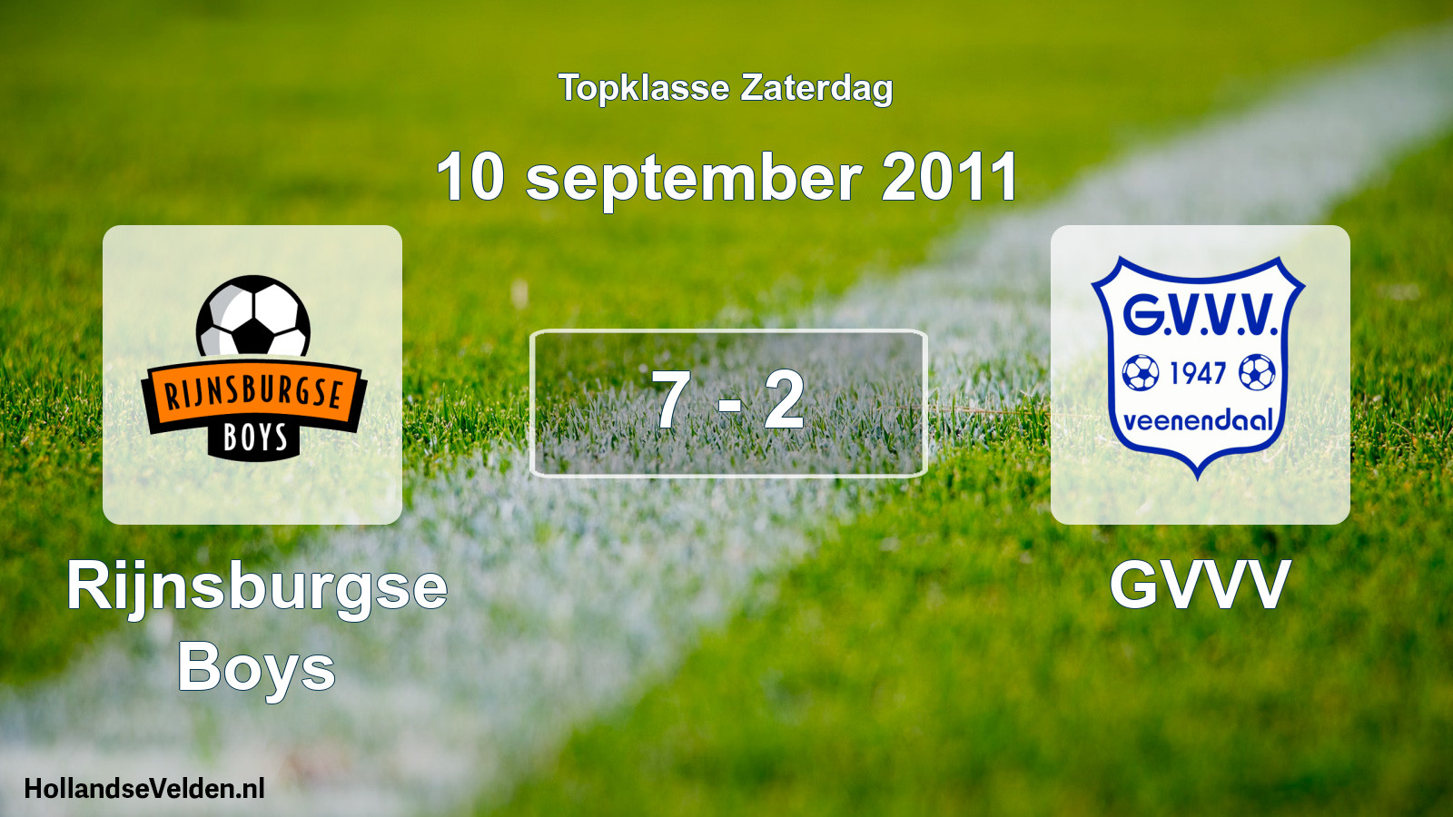 Gespeelde wedstrijd: Rijnsburgse Boys - GVVV 7 - 2 (10 september 2011)