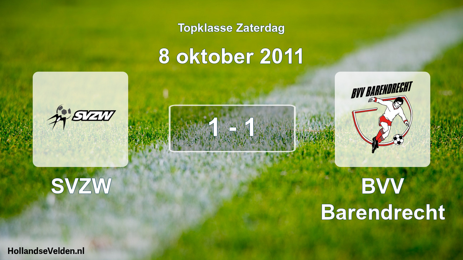 Gespeelde wedstrijd: SVZW - BVV Barendrecht 1 - 1 (8 oktober 2011)
