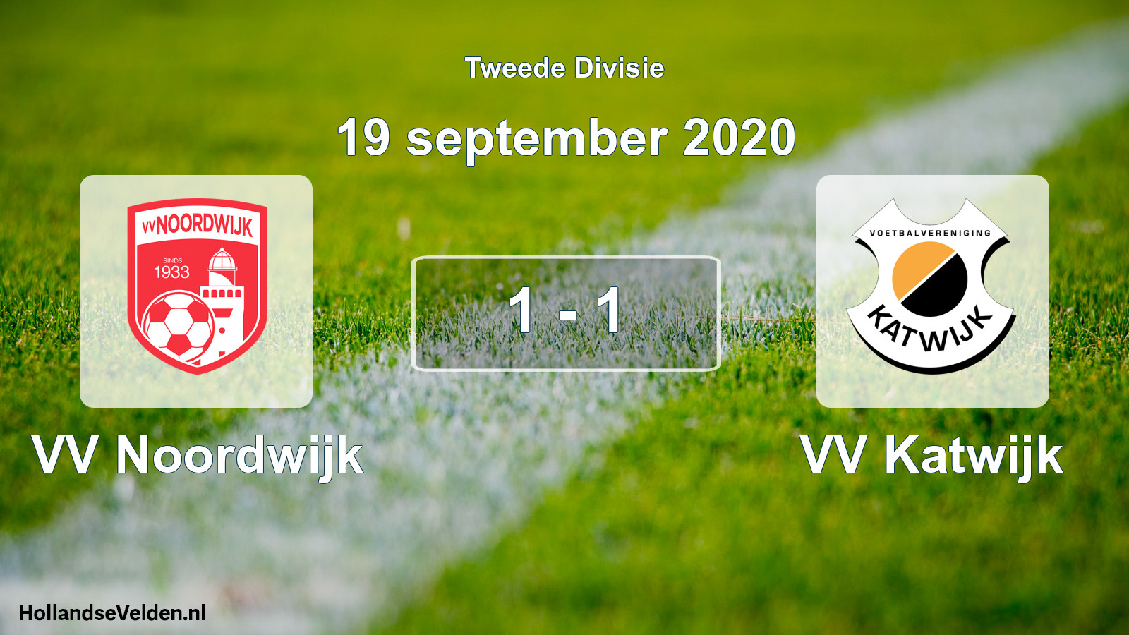 Gespeelde wedstrijd: VV Noordwijk - VV Katwijk 1 - 1 (19 september 2020)