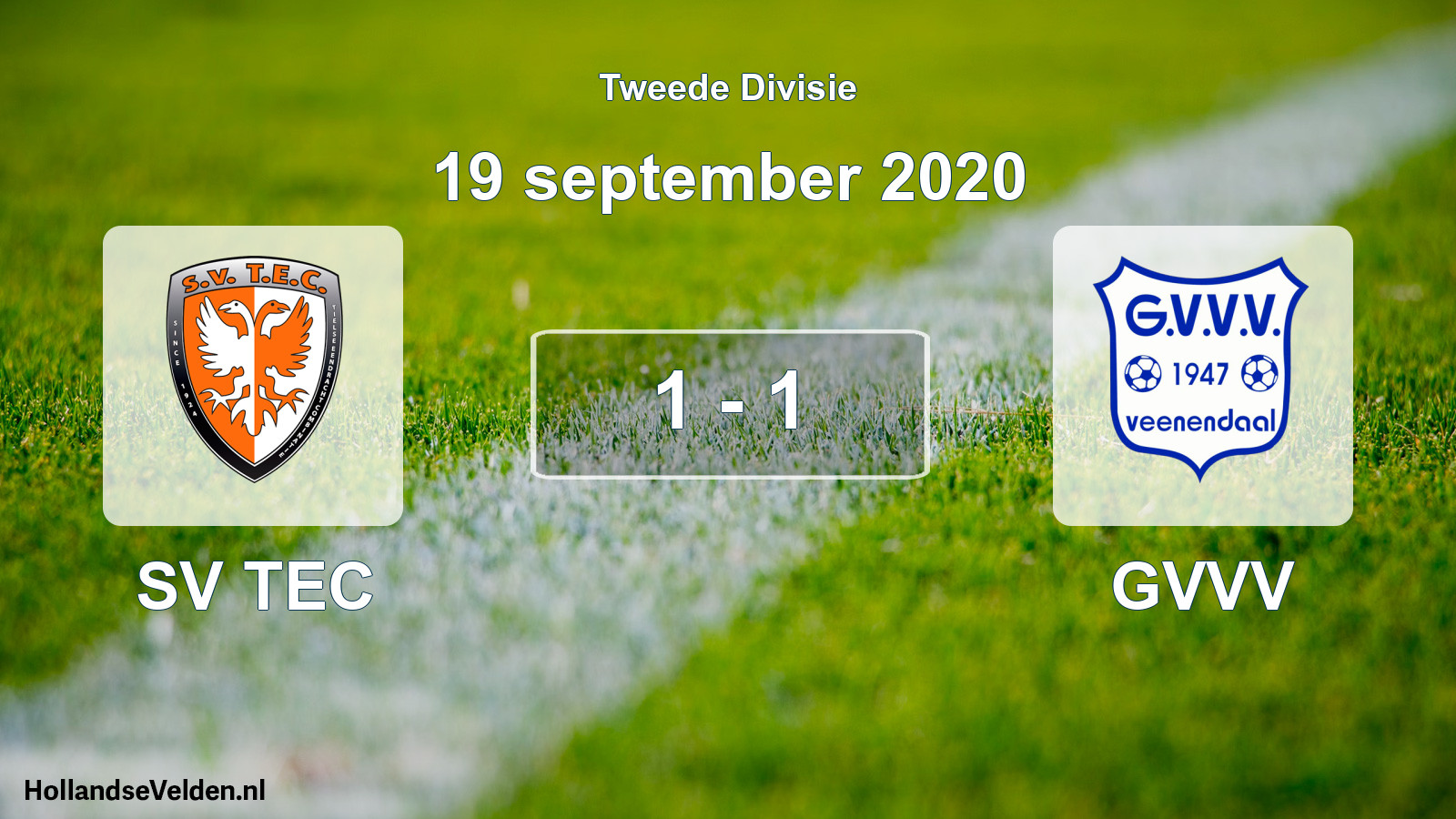 Gespeelde wedstrijd: SV TEC - GVVV 1 - 1 (19 september 2020)