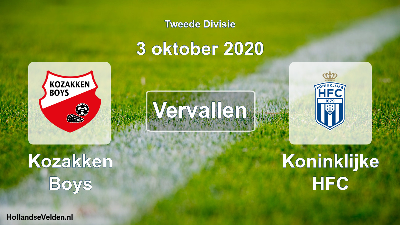 Geplande wedstrijd: Kozakken Boys - Koninklijke HFC (3 oktober 2020)