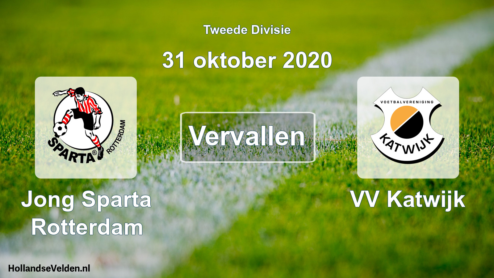 Geplande wedstrijd: Jong Sparta Rotterdam - VV Katwijk (31 oktober 2020)