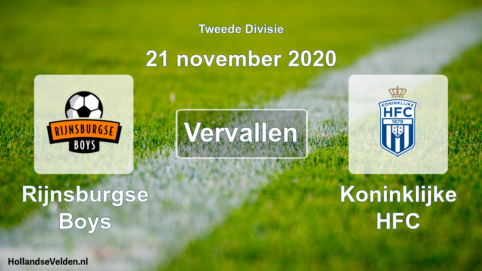Geplande wedstrijd: Rijnsburgse Boys - Koninklijke HFC (21 november 2020)