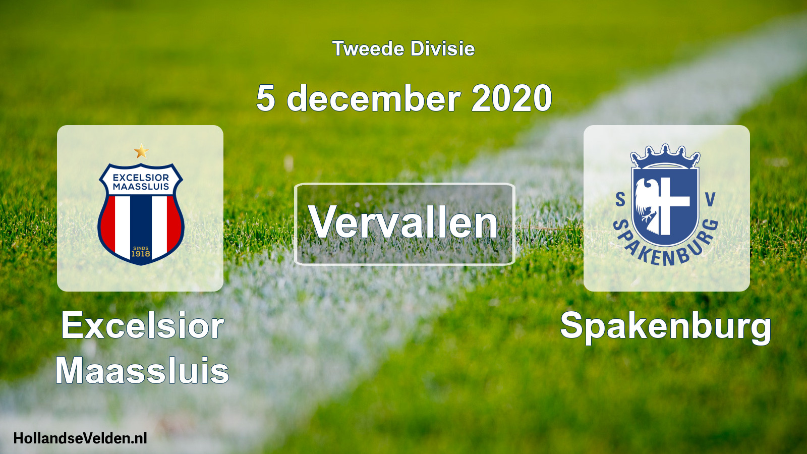 Geplande wedstrijd: Excelsior Maassluis - Spakenburg (5 december 2020)