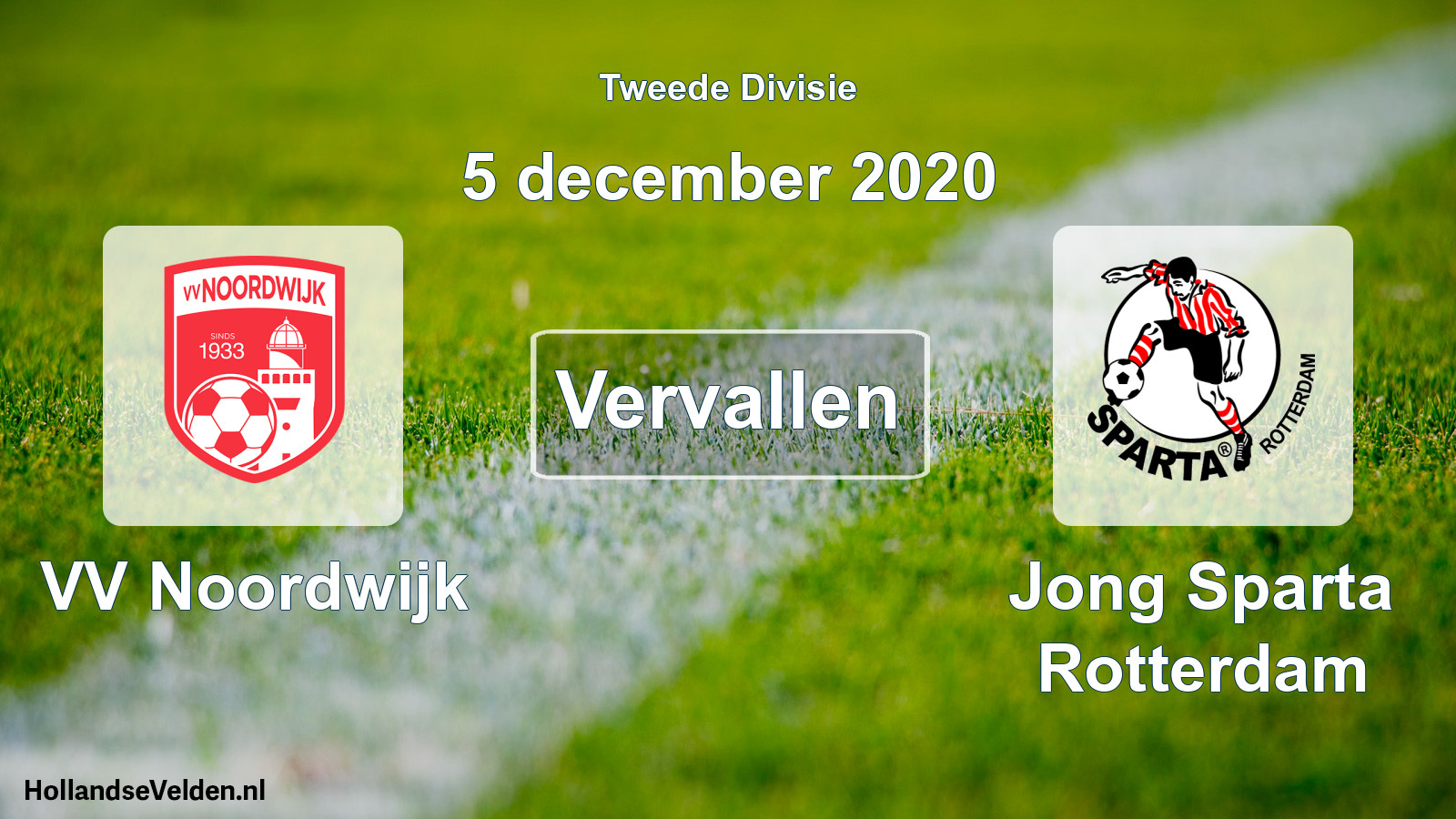 Geplande wedstrijd: VV Noordwijk - Jong Sparta Rotterdam (5 december 2020)