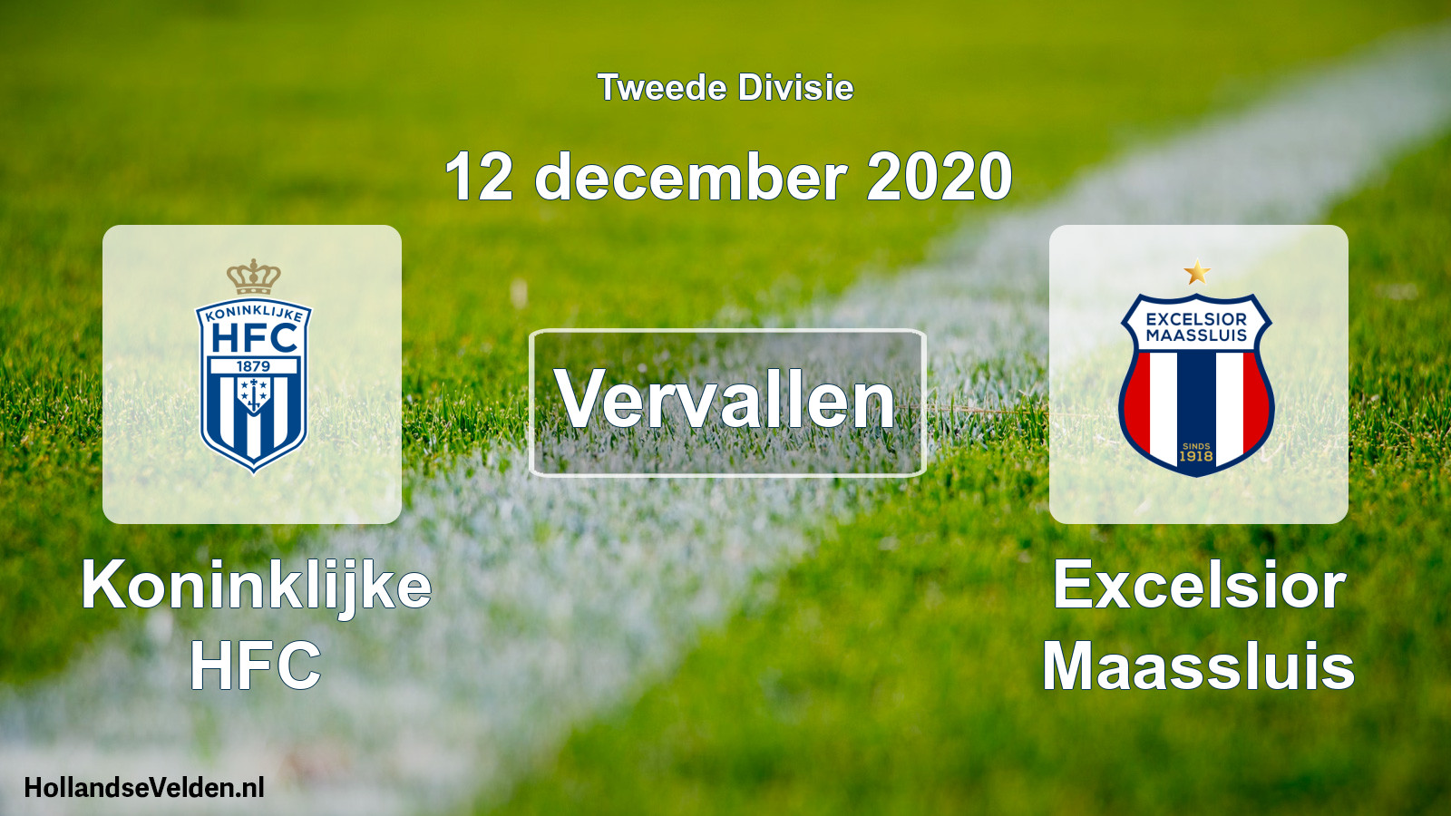 Geplande wedstrijd: Koninklijke HFC - Excelsior Maassluis (12 december 2020)