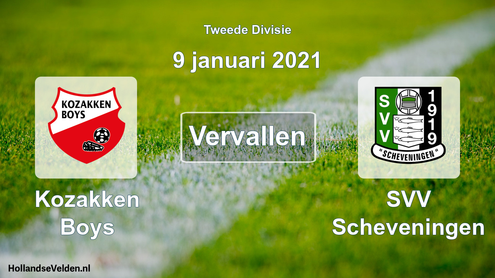 Geplande wedstrijd: Kozakken Boys - SVV Scheveningen (9 januari 2021)