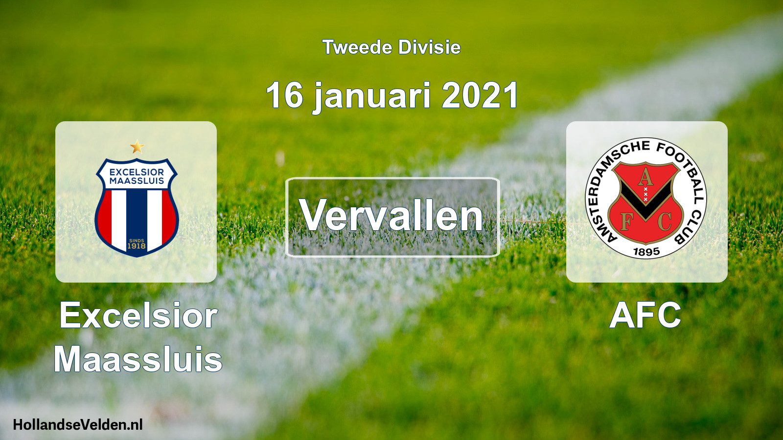 Geplande wedstrijd: Excelsior Maassluis - AFC (16 januari 2021)