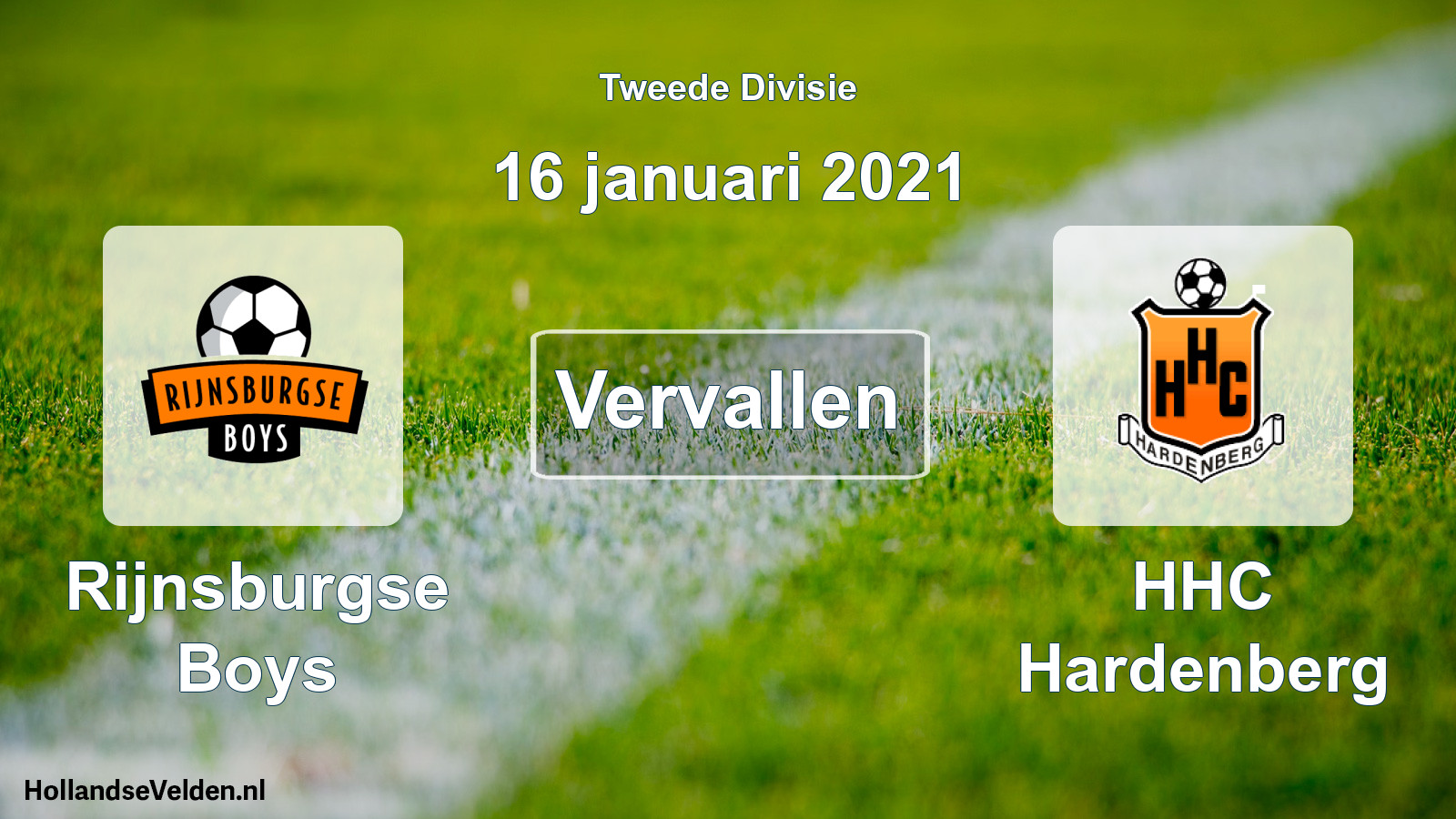 Geplande wedstrijd: Rijnsburgse Boys - HHC Hardenberg (16 januari 2021)