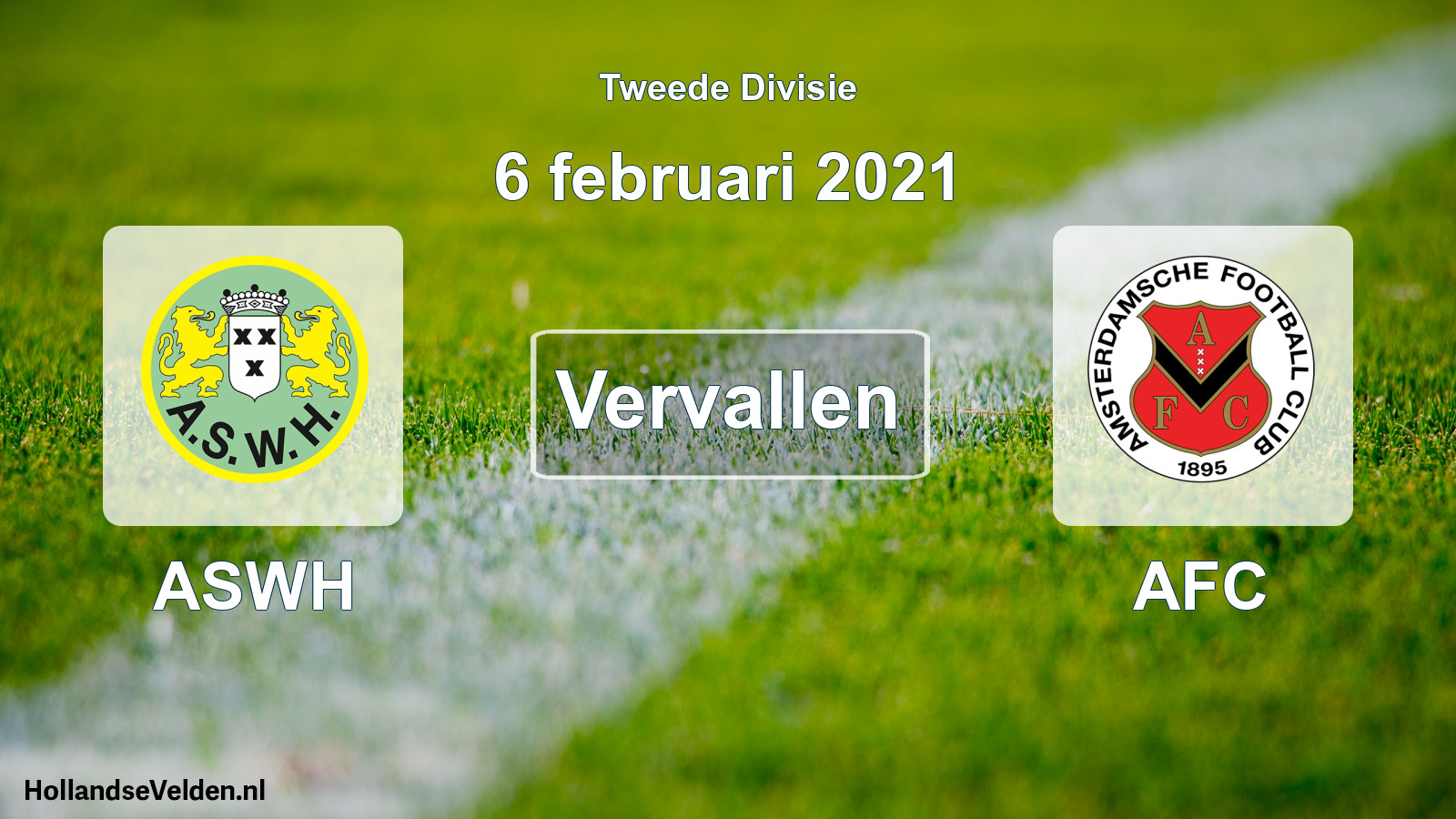Geplande wedstrijd: ASWH - AFC (6 februari 2021)